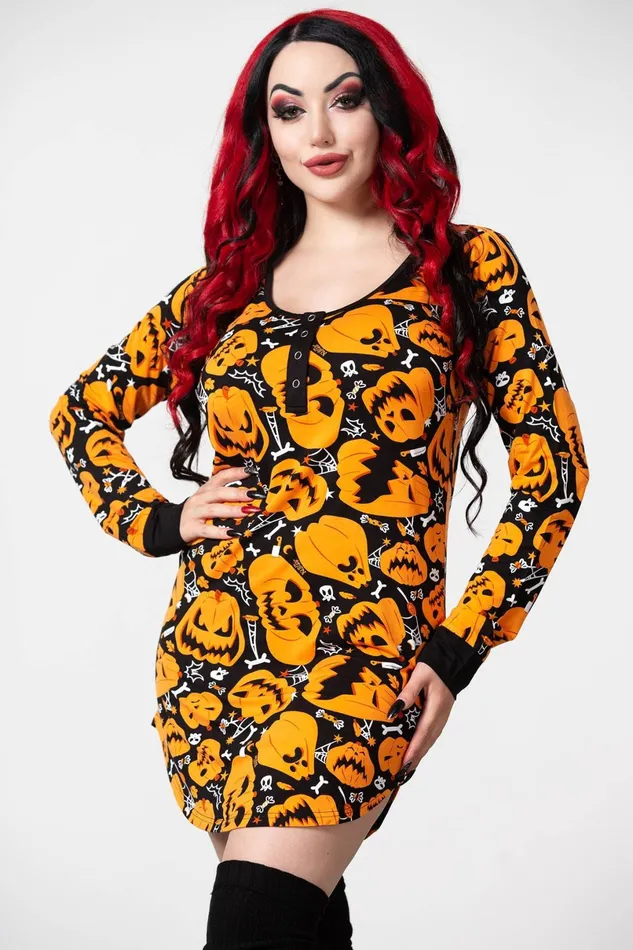 Killstar Loungewear Women Night Harvest Henley Dress