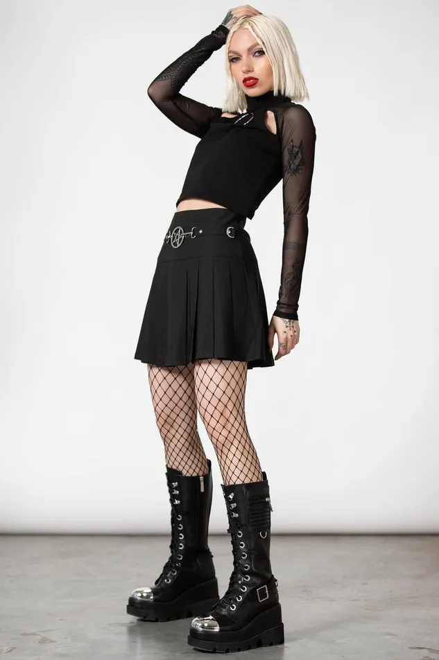 Killstar Mini Skirts Women Scary Pleated Skirt