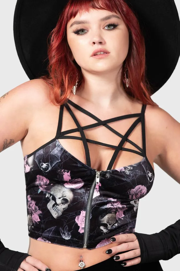 Killstar Velvet Women Lost In Sin Zip Top BLACKPINK