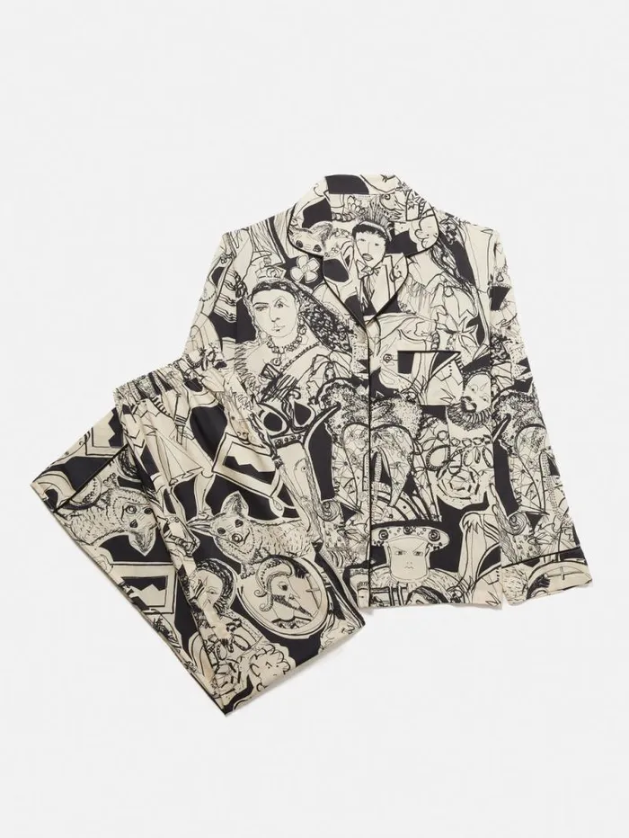 Kings and Queens Pyjama Monochrome Women Jigsaw Pyjamas and Loungewear