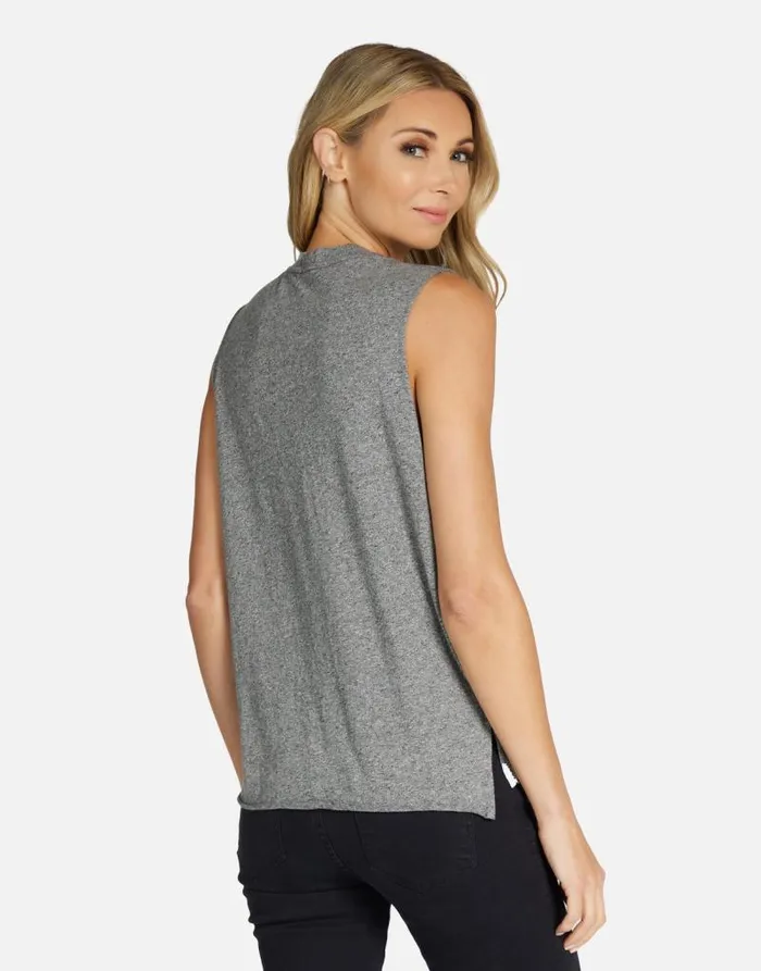 Kinzington Aerosmith Skull Heather Grey Women Lauren Moshi Tanks