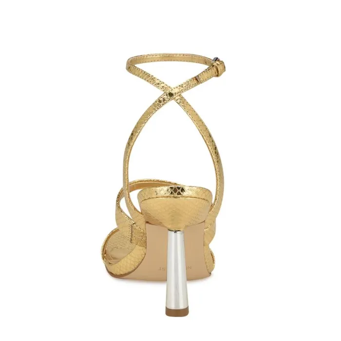 Kiya Ankle Strap Sandals Gold Snake Women Nine West Sandals Kiya Ankle Strap Sandals Gold Snake Women Nine West Sandals