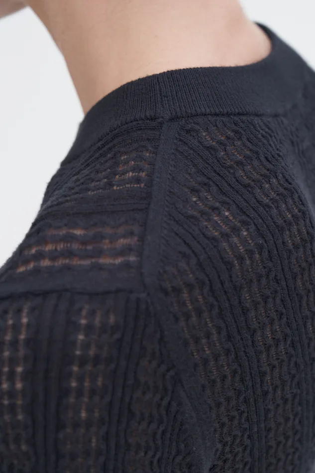 Knitwear filippak Women Lace Knit Top Black Knitwear filippak Women Lace Knit Top Black