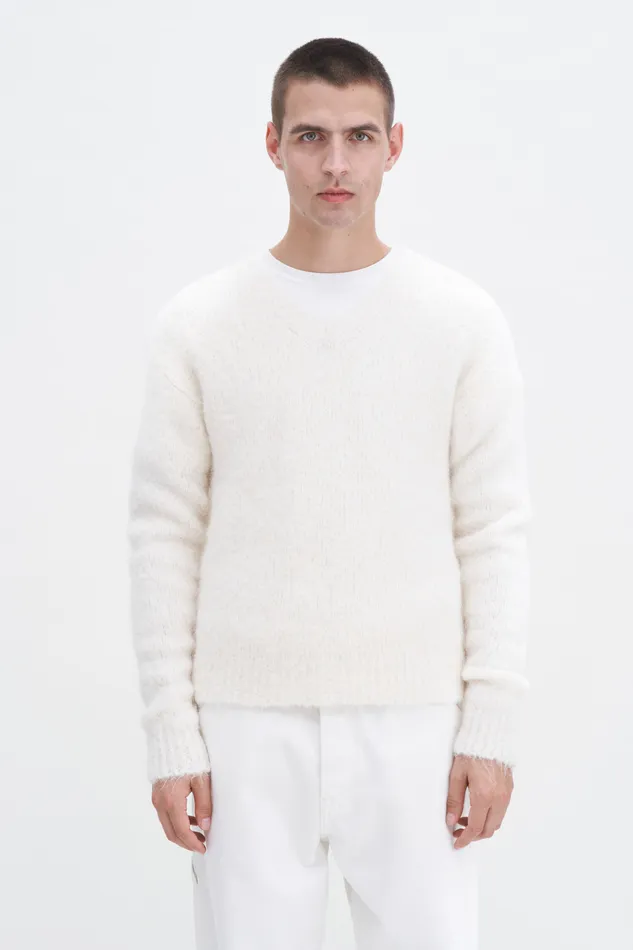 Knitwear filippak Women Soft Alpaca VNeck Sweater Cream White