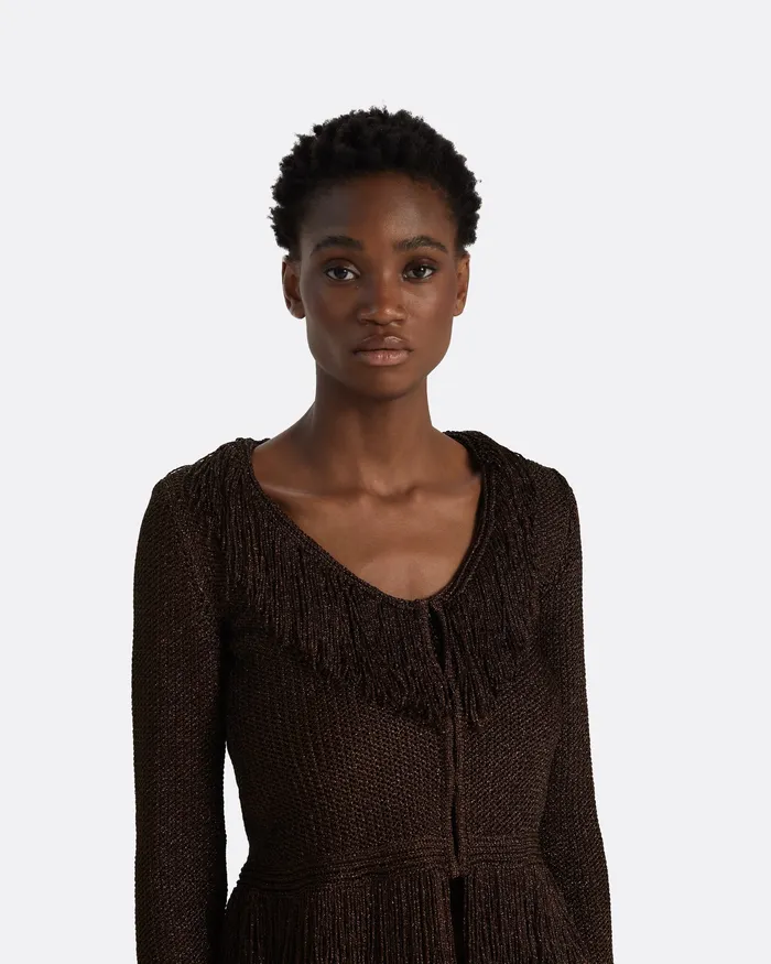 Knitwear Safiyaa Women Scarlett Deep Brown Knit Jacket Deep Brown