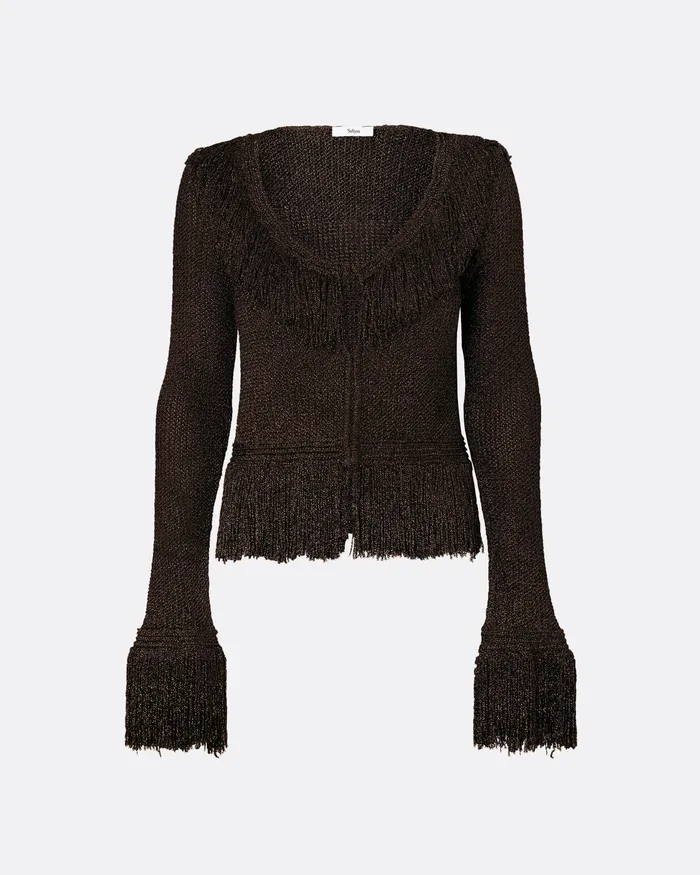 Knitwear Safiyaa Women Scarlett Deep Brown Knit Jacket Deep Brown