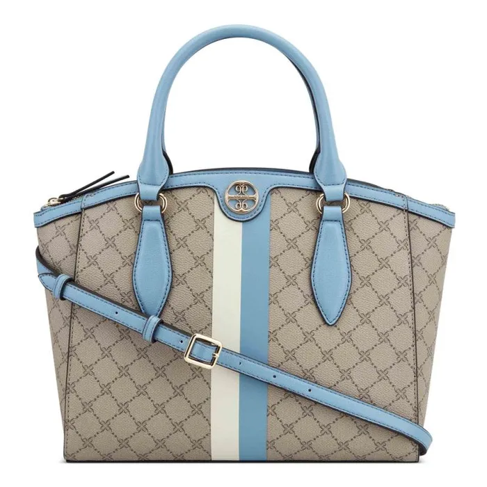 Kyelle Jet Set Satchel Beige Logo Denim Women Nine West Satchels and Shoulder Bags
