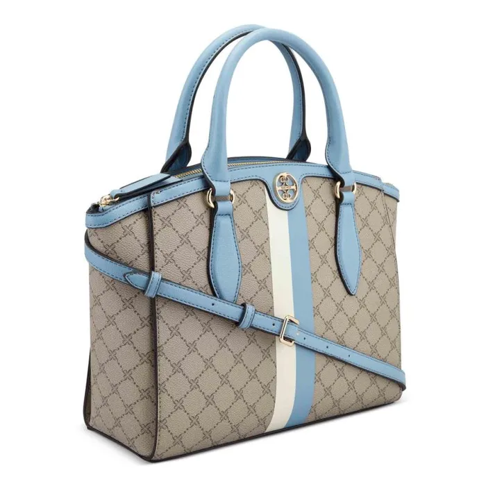 Kyelle Jet Set Satchel Beige Logo Denim Women Nine West Satchels and Shoulder Bags Kyelle Jet Set Satchel Beige Logo Denim Women Nine West Satchels and Shoulder Bags