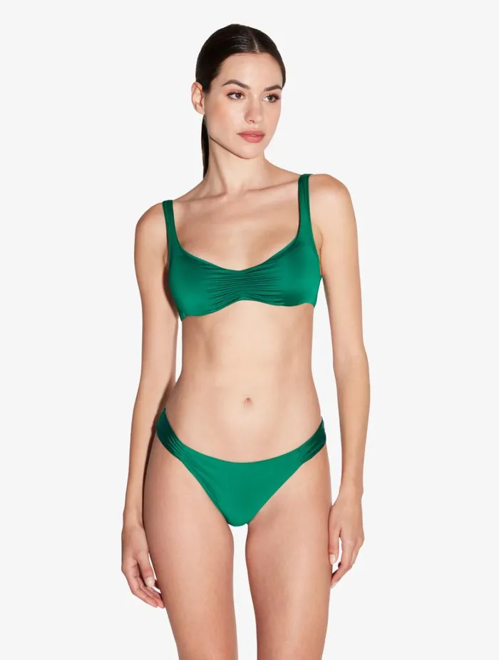 La Perla Bikini Brief In Green With Pleat Detailing Women Bikinis