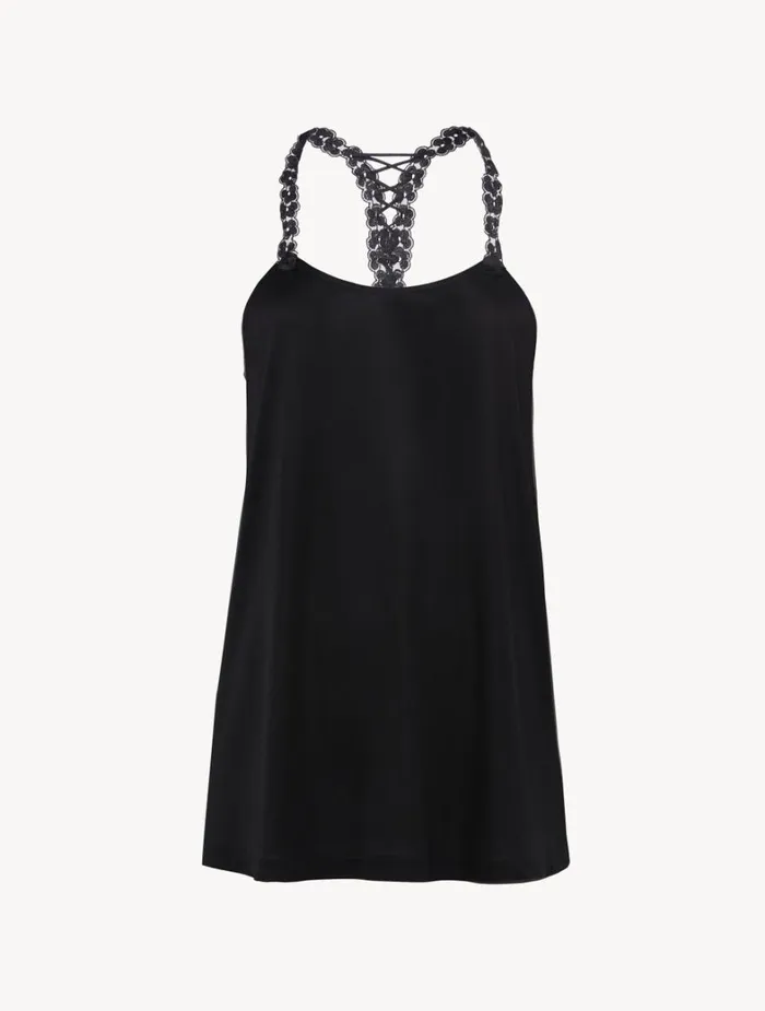 La Perla Camisole In Black Modal With Embroidered Tulle Women Camisoles
