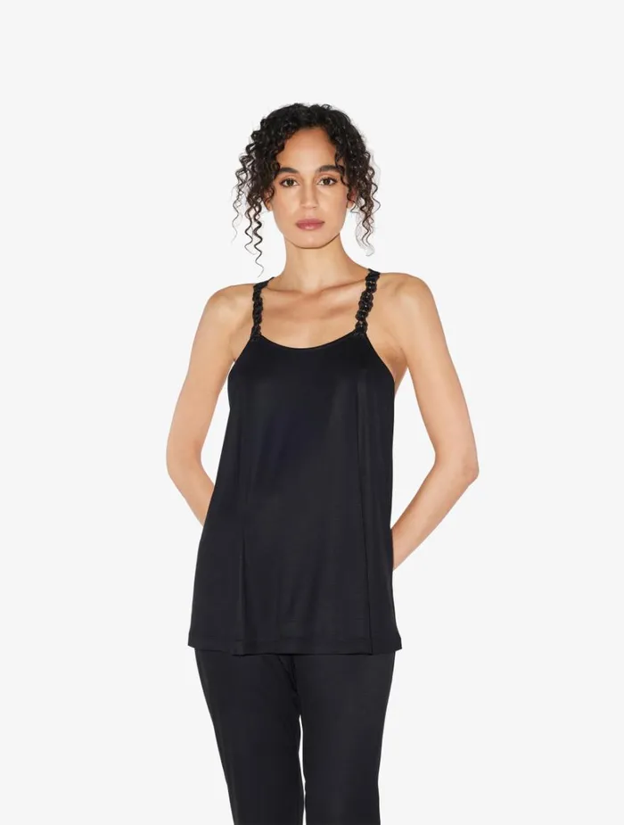 La Perla Camisole In Black Modal With Embroidered Tulle Women Camisoles