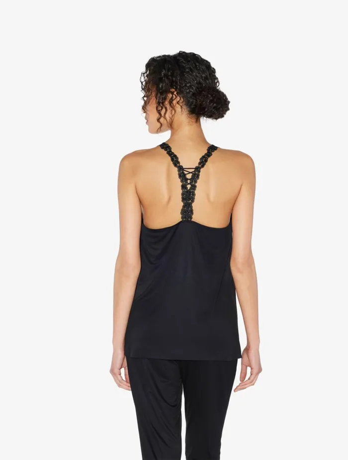 La Perla Camisole In Black Modal With Embroidered Tulle Women Camisoles