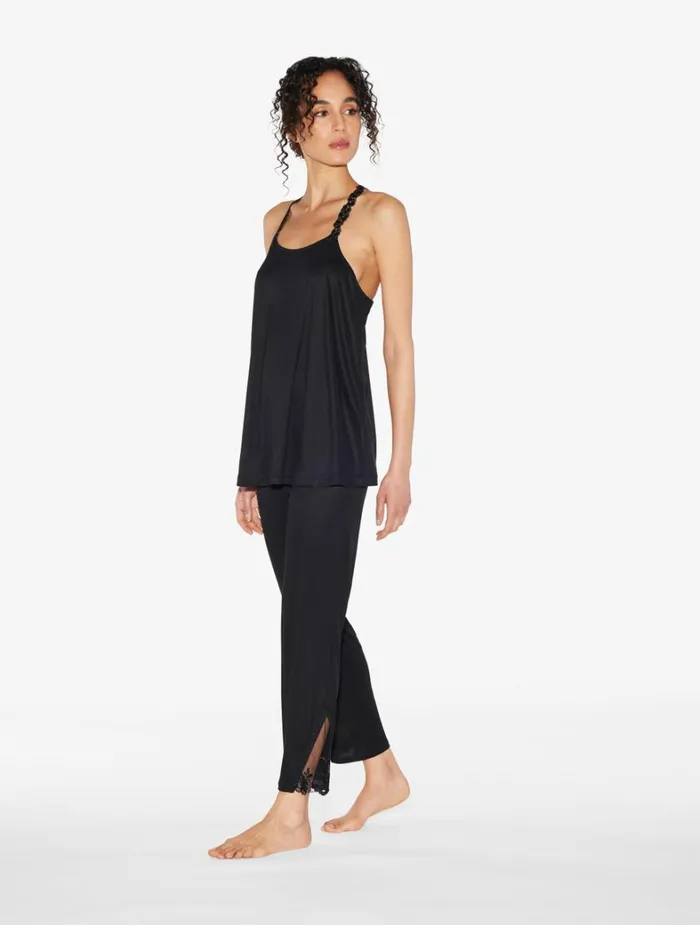La Perla Camisole In Black Modal With Embroidered Tulle Women Camisoles