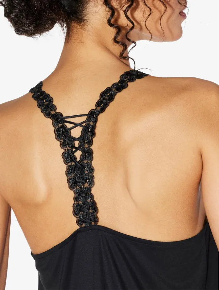 La Perla Camisole In Black Modal With Embroidered Tulle Women Camisoles