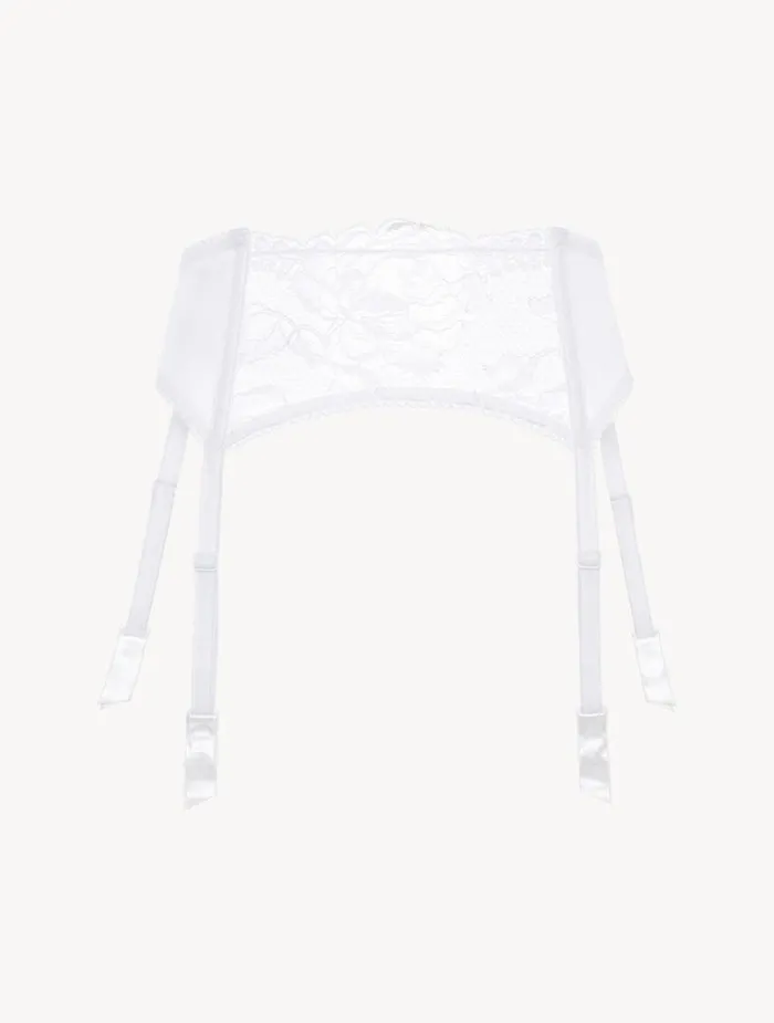 La Perla Luxury Lace Suspender Belt In White Women Garter Belts