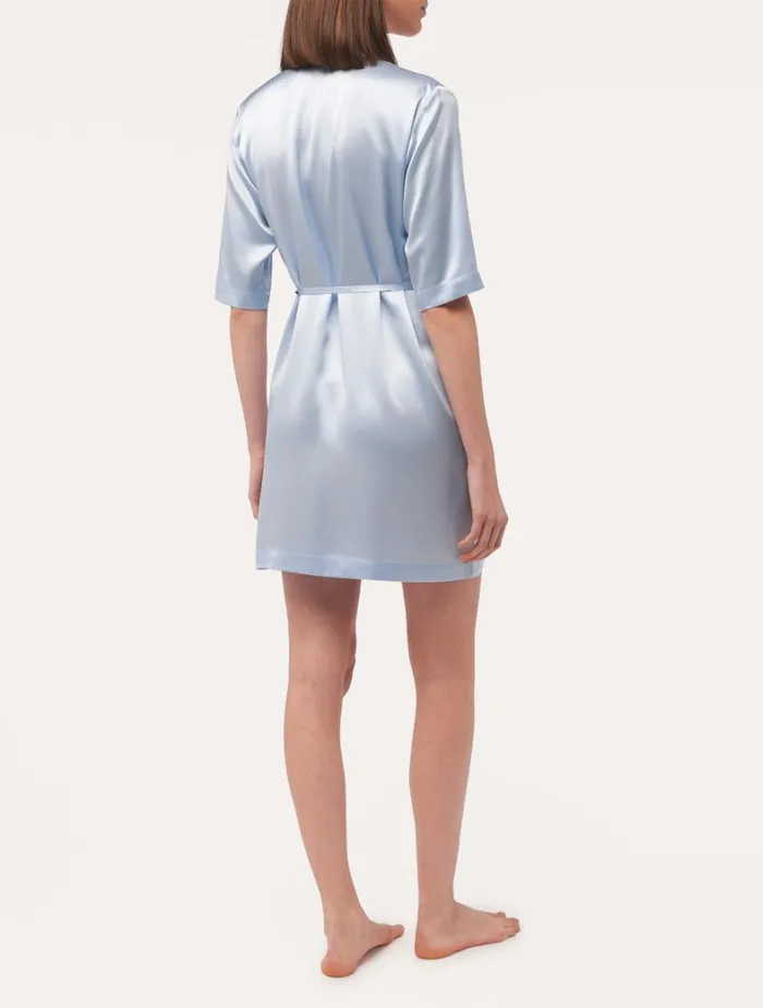 La Perla Luxury Silk Long Shirt In Azure Women Silk Sleepwear La Perla Luxury Silk Long Shirt In Azure Women Silk Sleepwear