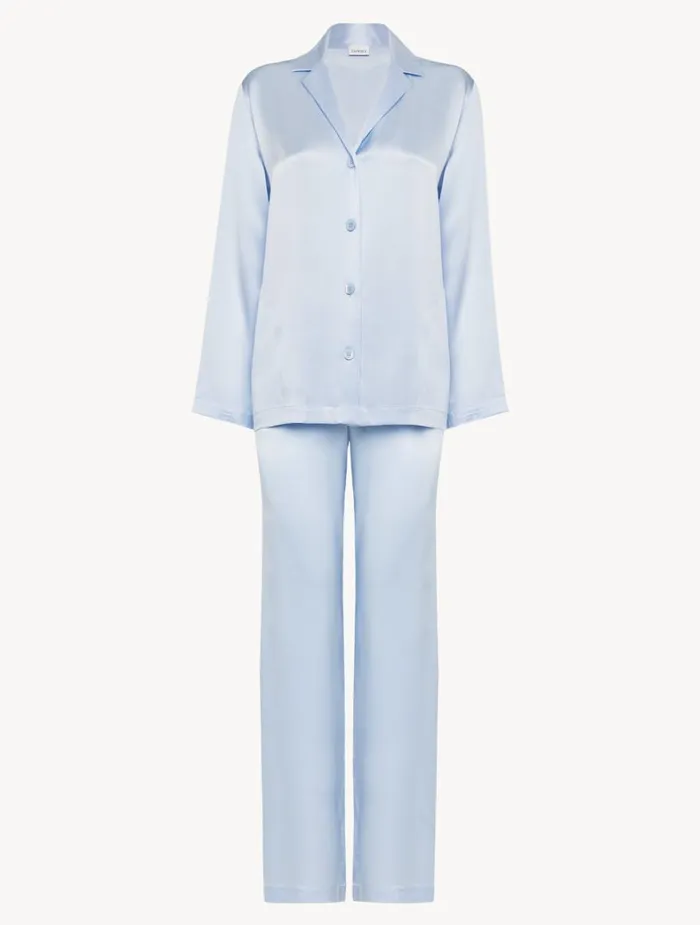 La Perla Luxury Silk Pajama Set In Azure Women Pajamas