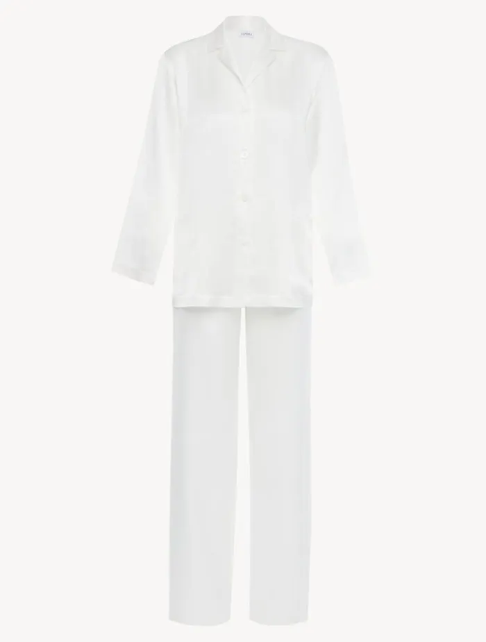 La Perla Luxury Silk Pajama Set In White Women Pajamas