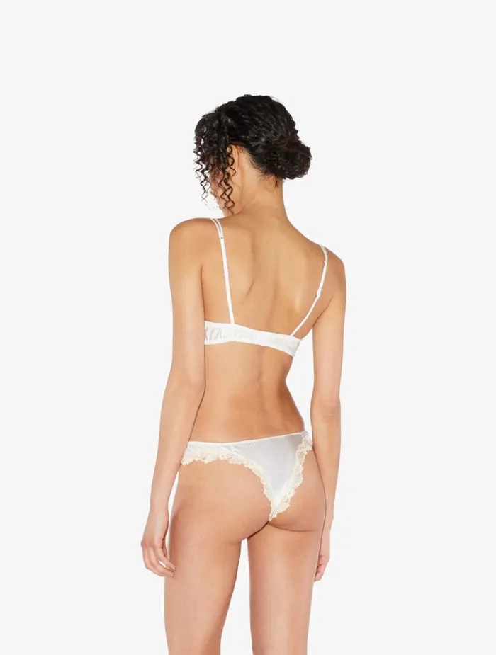 La Perla Luxury Silk Triangle Bra In White With Ivory Frastaglio Women Triangle