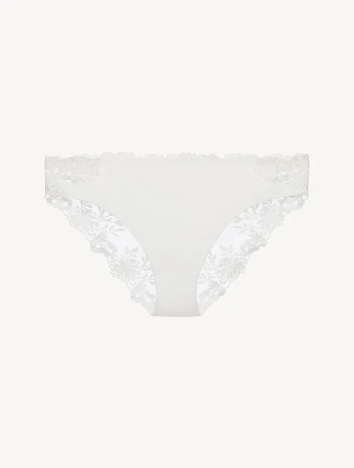 La Perla Lycra MidRise Panties In OffWhite Embroidered Tulle Women Midrise