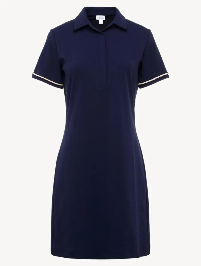 La Perla Monogram Polo Dress In Navy Women Beach Coverups