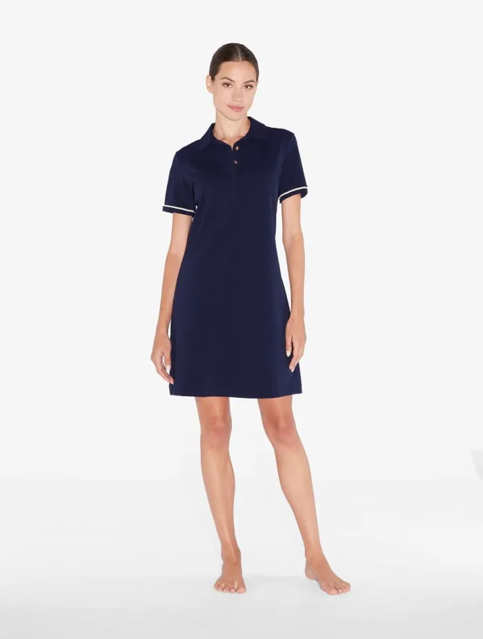 La Perla Monogram Polo Dress In Navy Women Beach Coverups