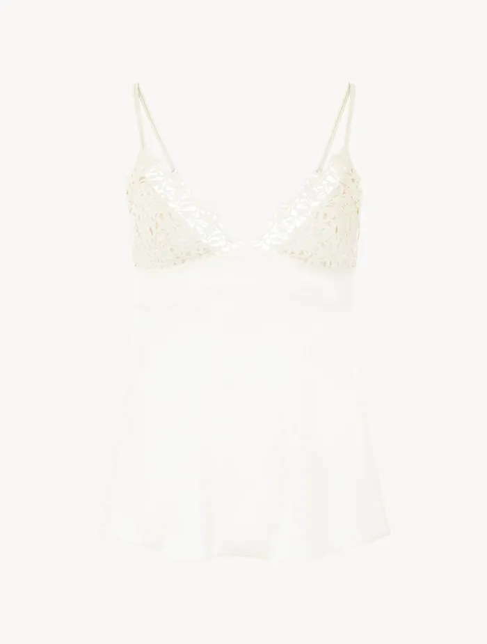 La Perla Offwhite Silk Camisole With Macram Women Camisoles