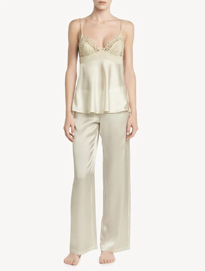 La Perla Offwhite Silk Camisole With Macram Women Camisoles