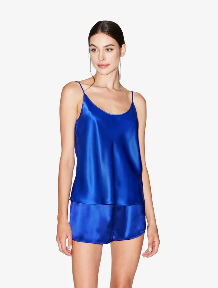 La Perla Silk Camisole Top In Electric Blue Women Camisoles