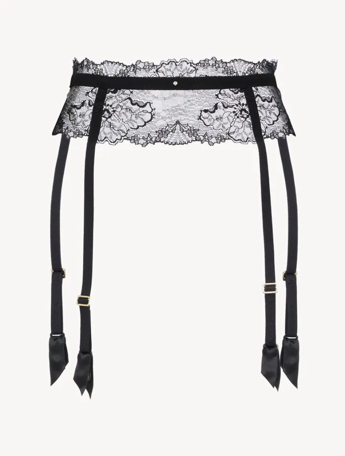 La Perla Suspender Belt In Black With Leavers Lace Women Garter Belts
