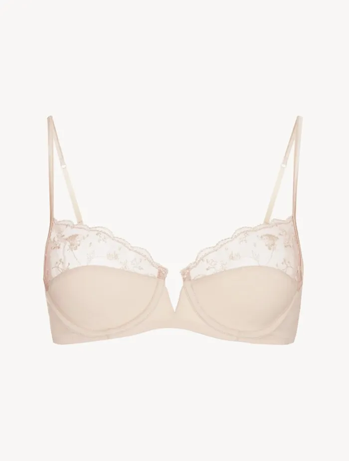 La Perla Underwired Bra In Halo And Ivory Nude With Embroidered Tulle Women Underwired