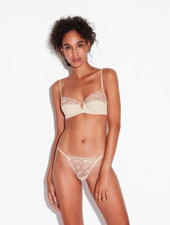 La Perla Underwired Bra In Halo And Ivory Nude With Embroidered Tulle Women Underwired