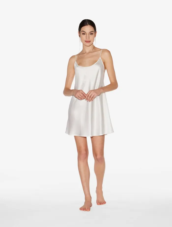 La Perla White Silk Short Slip Women Slips and Dresses