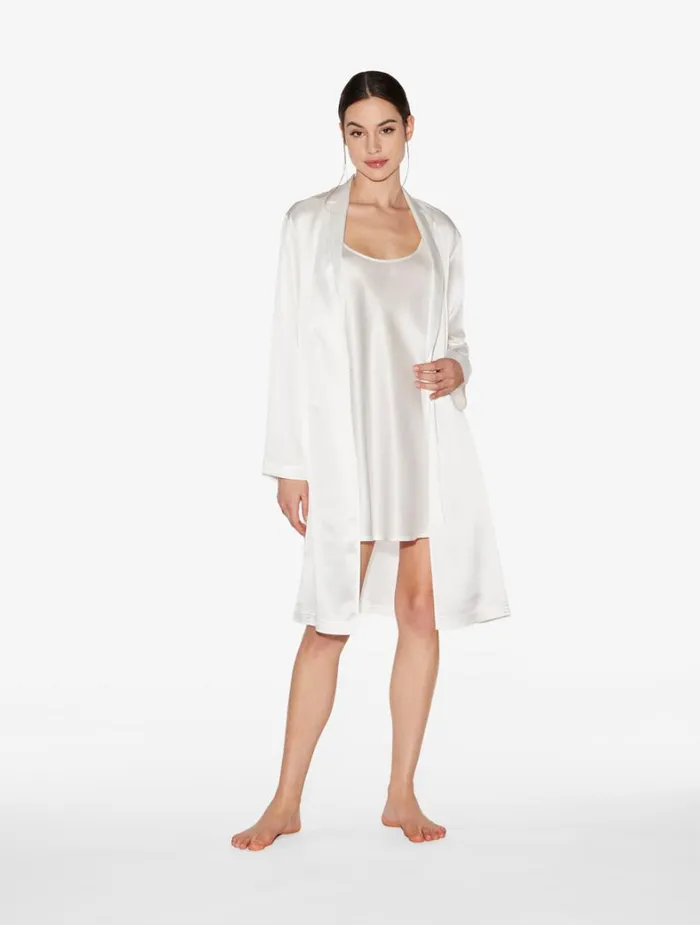 La Perla White Silk Short Slip Women Slips and Dresses