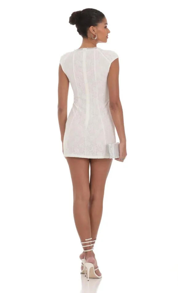 Lace Double Tie Dress White Women LUCY IN THE SKY Mini Dresses Lace Double Tie Dress White Women LUCY IN THE SKY Mini Dresses