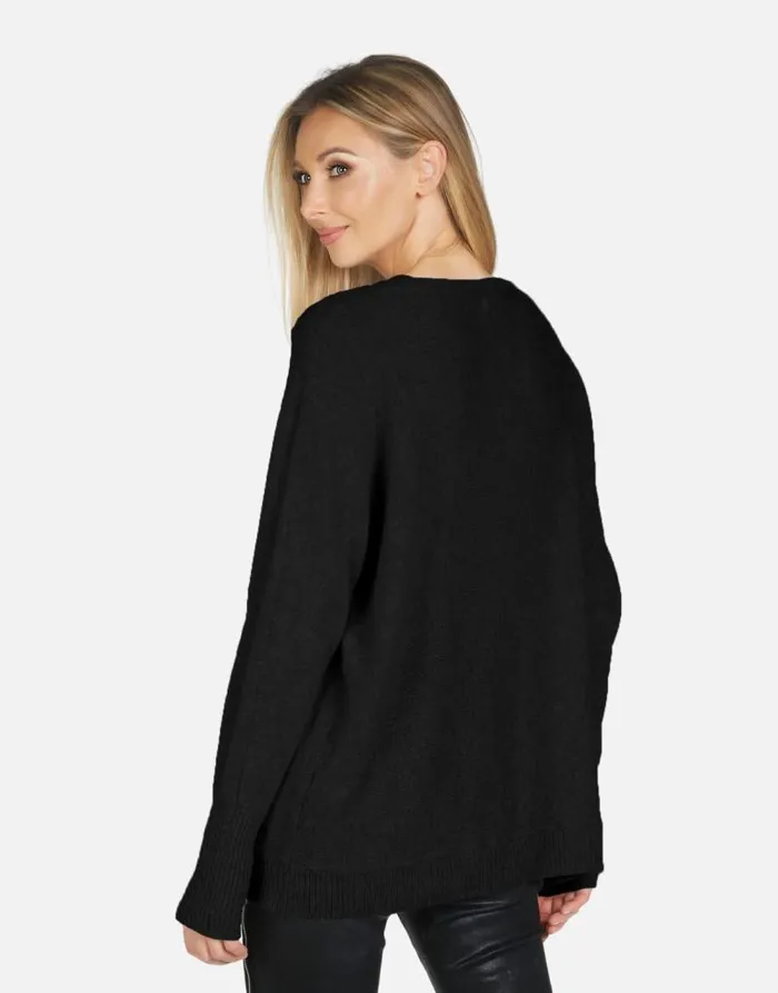 Ladona X Rainbow Crystal Biting Lip Black Women Lauren Moshi Sweaters and Knits