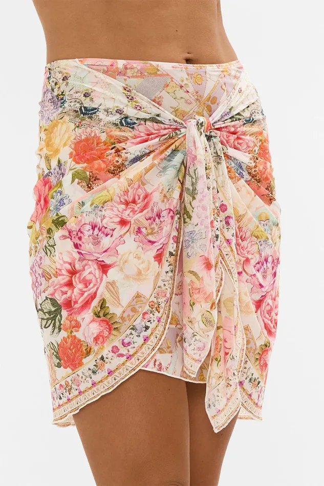 LAYERED SHORT SARONG WITH TIE FRONT SEW YESTERDAY Sew Yesterday Womens Camilla Sarongs