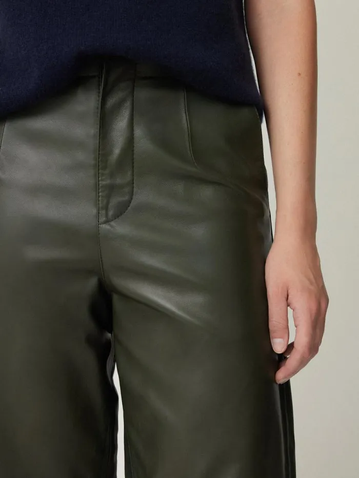 Leather Barrel Leg Trouser Green Women Jigsaw Party