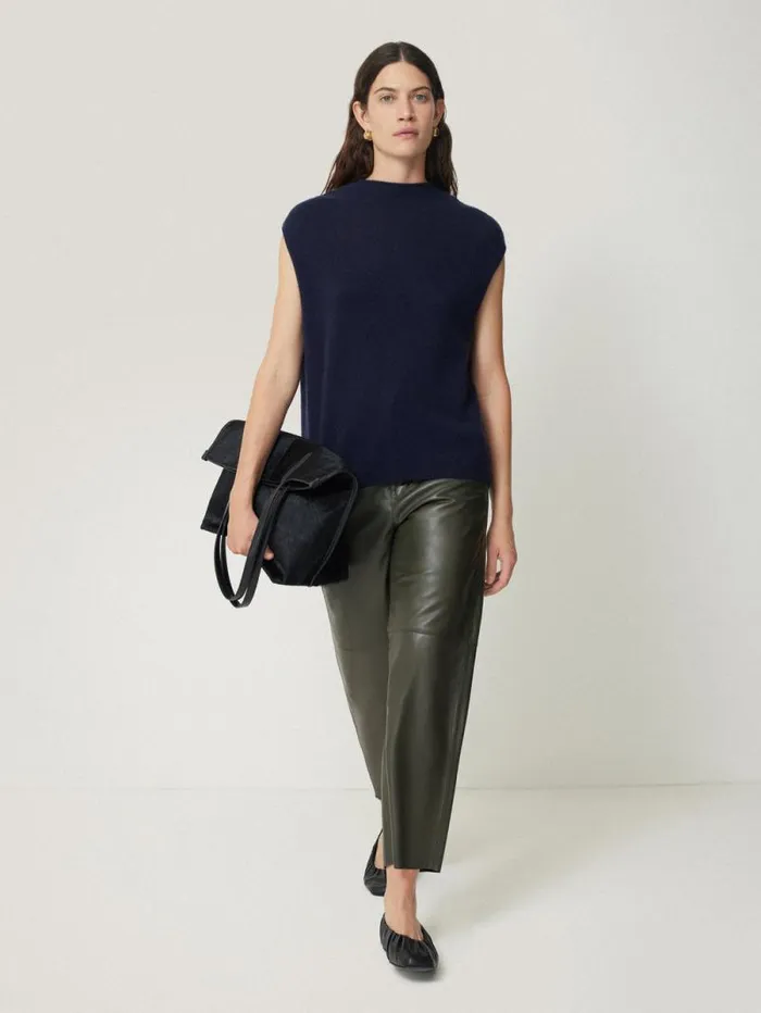 Leather Barrel Leg Trouser Green Women Jigsaw Party