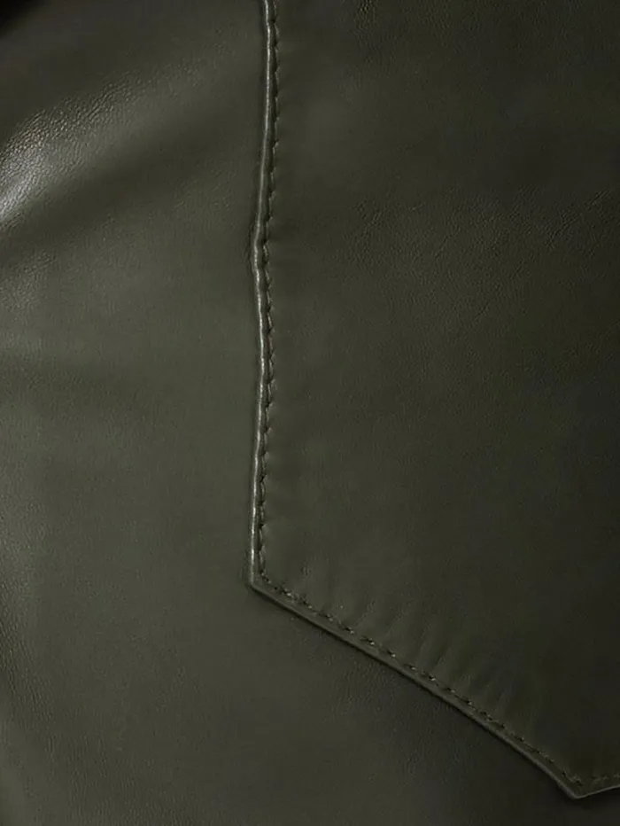 Leather Barrel Leg Trouser Green Women Jigsaw Party