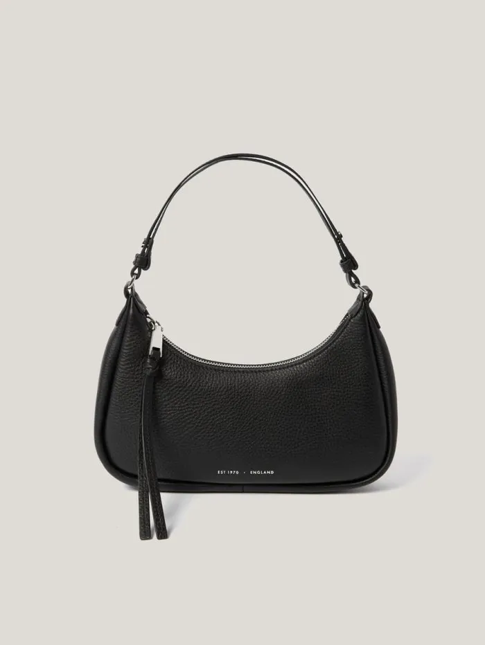 Leather Crescent Shoulder Bag Black Women Jigsaw Party