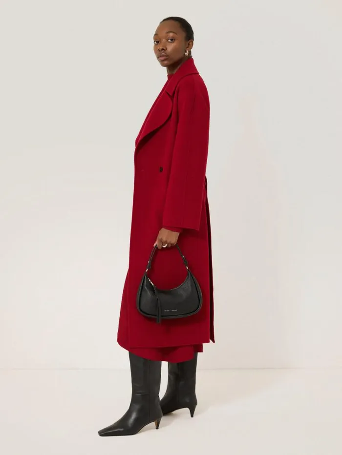 Leather Crescent Shoulder Bag Black Women Jigsaw Party