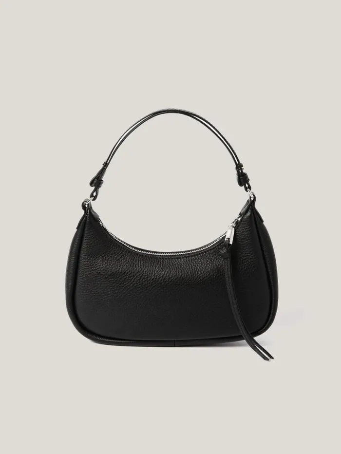 Leather Crescent Shoulder Bag Black Women Jigsaw Party
