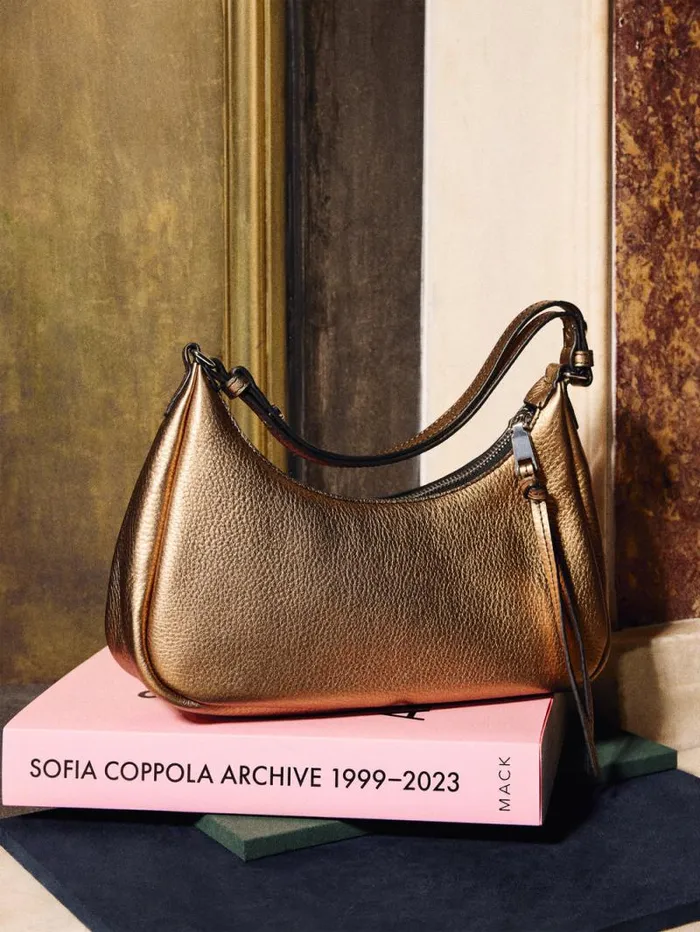 Leather Crescent Shoulder Bag Copper Women Jigsaw Bags