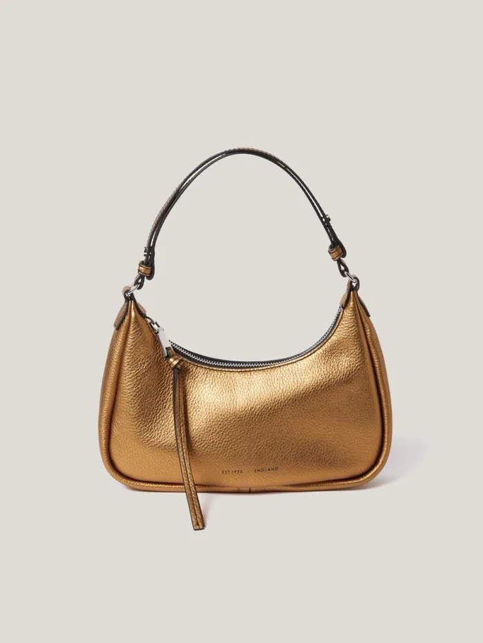 Leather Crescent Shoulder Bag Copper Women Jigsaw Bags