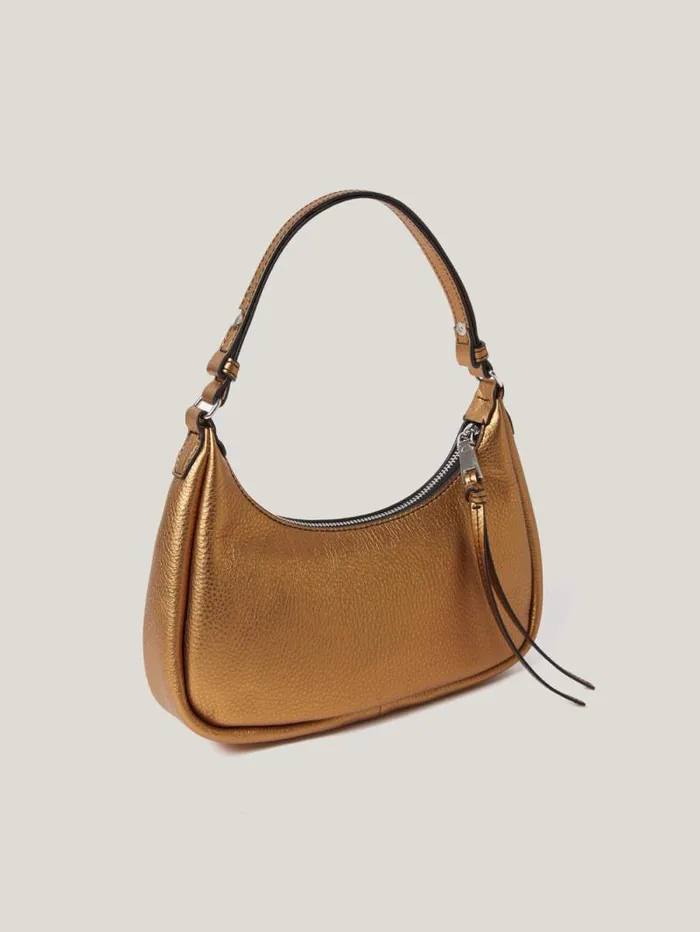 Leather Crescent Shoulder Bag Copper Women Jigsaw Bags
