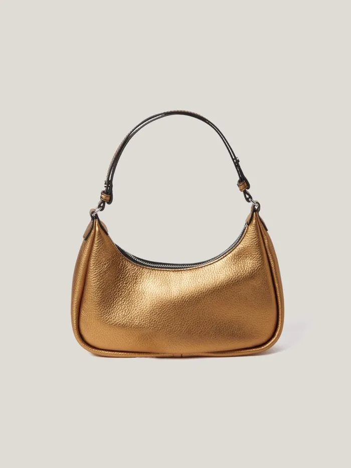 Leather Crescent Shoulder Bag Copper Women Jigsaw Bags