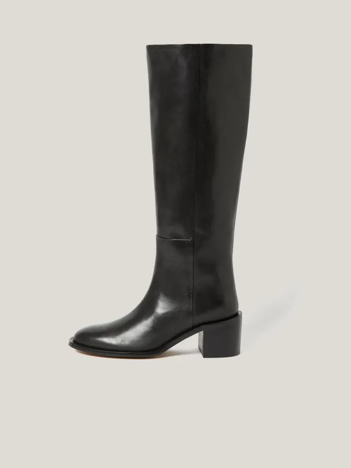 Leather Heeled Riding Boot Black Women Jigsaw Boots
