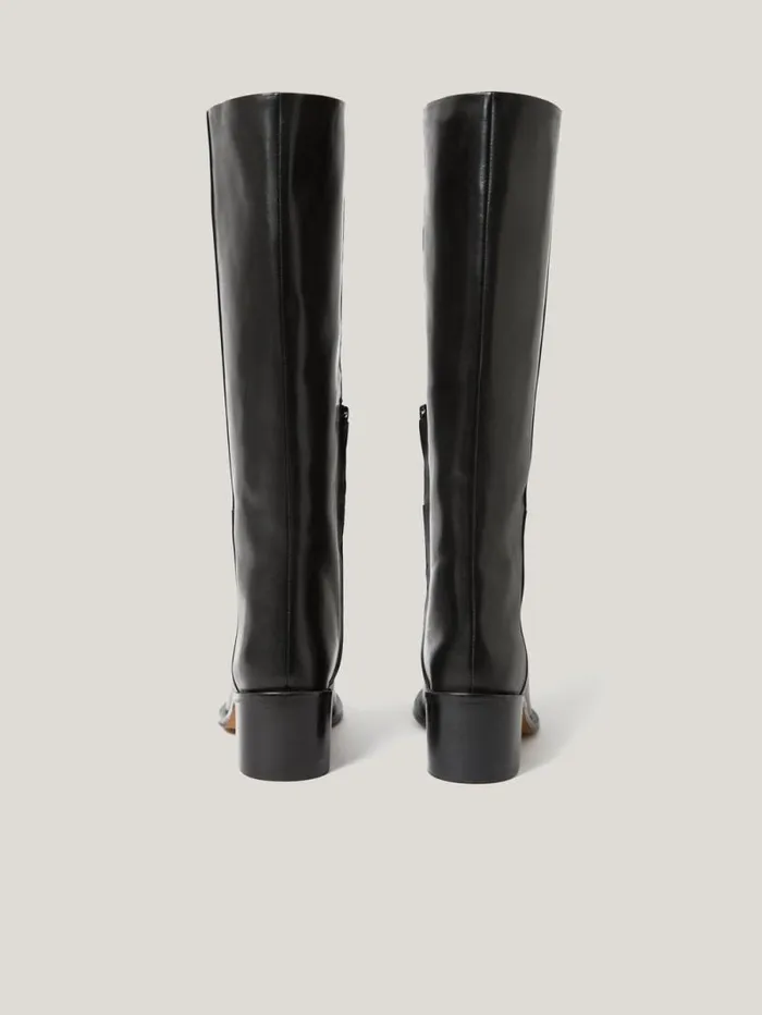 Leather Heeled Riding Boot Black Women Jigsaw Boots