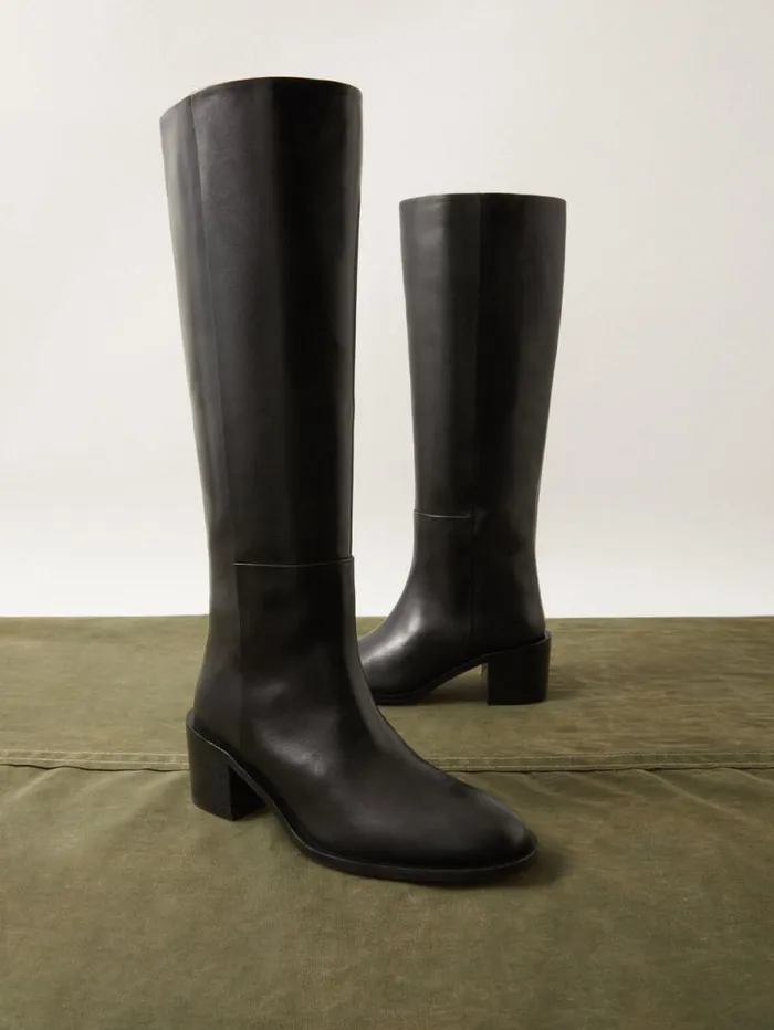 Leather Heeled Riding Boot Black Women Jigsaw Boots